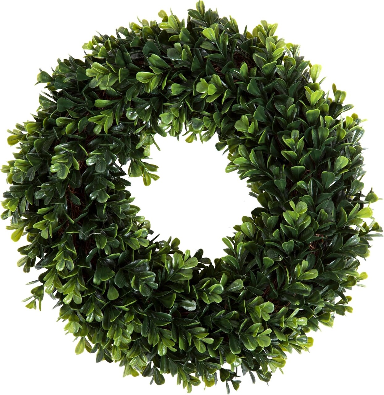 12-Inch Boxwood Wreath - Round UV Resistant Artificial Spring, Summer, Fall, or Winter Wreath - Indoor/Outdoor Wreaths for Front Door